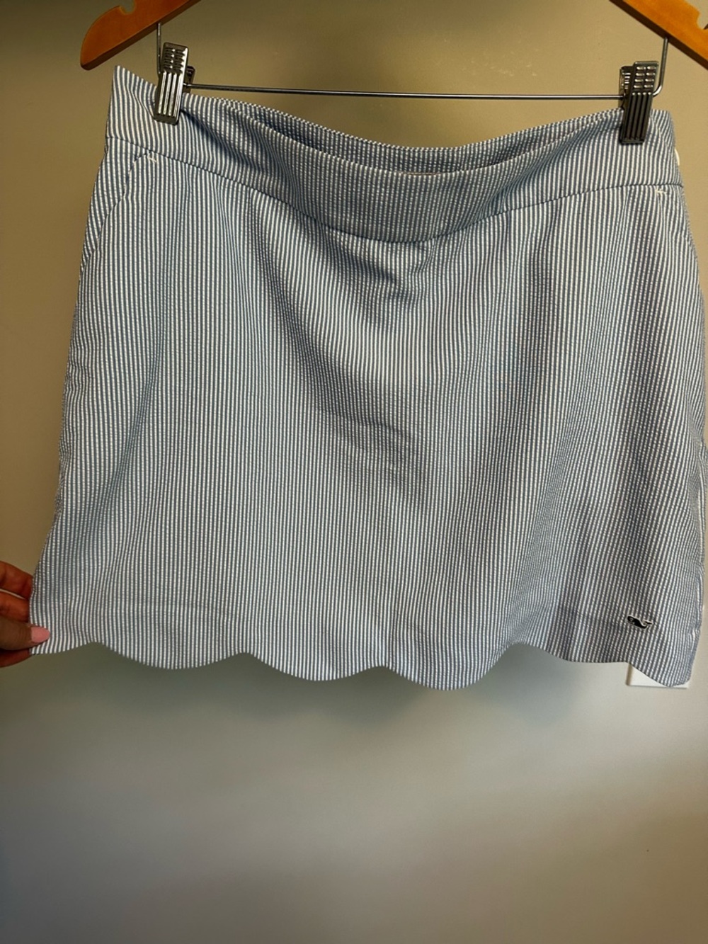 Vineyard Vines Blue & White Striped Seersucker Skort
